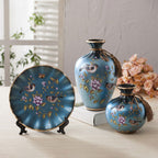 3 Piece Floral European-style Ceramic Vase Set - Grand Goldman