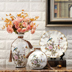 3 Piece Floral European-style Ceramic Vase Set - Grand Goldman