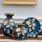 3 Piece Floral European-style Ceramic Vase Set - Grand Goldman