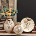 3 Piece Floral European-style Ceramic Vase Set - Grand Goldman