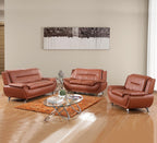 3 Piece Living Room Furniture Set, Leather Sofa Set for Living Room, Modern Couch Set with 3-Seater Sofa, Loveseat and Armchair (Cream White) - Grand Goldman