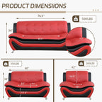 3 Piece Living Room Furniture Set, Leather Sofa Set for Living Room, Modern Couch Set with 3-Seater Sofa, Loveseat and Armchair (Cream White) - Grand Goldman