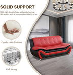 3 Piece Living Room Furniture Set, Leather Sofa Set for Living Room, Modern Couch Set with 3-Seater Sofa, Loveseat and Armchair (Cream White) - Grand Goldman