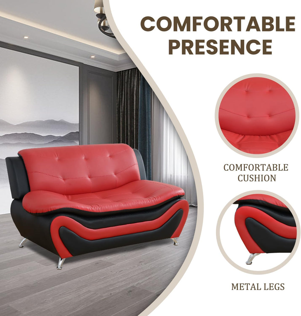 3 Piece Living Room Furniture Set, Leather Sofa Set for Living Room, Modern Couch Set with 3-Seater Sofa, Loveseat and Armchair (Cream White) - Grand Goldman