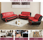 3 Piece Living Room Furniture Set, Leather Sofa Set for Living Room, Modern Couch Set with 3-Seater Sofa, Loveseat and Armchair (Cream White) - Grand Goldman