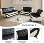 3 Piece Living Room Furniture Set, Leather Sofa Set for Living Room, Modern Couch Set with 3-Seater Sofa, Loveseat and Armchair (Cream White) - Grand Goldman