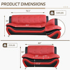 3 Piece Living Room Furniture Set, Leather Sofa Set for Living Room, Modern Couch Set with 3-Seater Sofa, Loveseat and Armchair (Cream White) - Grand Goldman