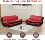 3 Piece Living Room Furniture Set, Leather Sofa Set for Living Room, Modern Couch Set with 3-Seater Sofa, Loveseat and Armchair (Cream White) - Grand Goldman