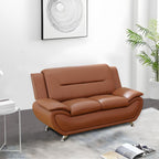 3 Piece Living Room Furniture Set, Leather Sofa Set for Living Room, Modern Couch Set with 3-Seater Sofa, Loveseat and Armchair (Cream White) - Grand Goldman