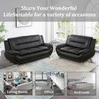 3 Piece Living Room Furniture Set, Leather Sofa Set for Living Room, Modern Couch Set with 3-Seater Sofa, Loveseat and Armchair (Cream White) - Grand Goldman