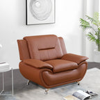 3 Piece Living Room Furniture Set, Leather Sofa Set for Living Room, Modern Couch Set with 3-Seater Sofa, Loveseat and Armchair (Cream White) - Grand Goldman