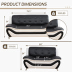 3 Piece Living Room Furniture Set, Leather Sofa Set for Living Room, Modern Couch Set with 3-Seater Sofa, Loveseat and Armchair (Cream White) - Grand Goldman