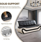 3 Piece Living Room Furniture Set, Leather Sofa Set for Living Room, Modern Couch Set with 3-Seater Sofa, Loveseat and Armchair (Cream White) - Grand Goldman