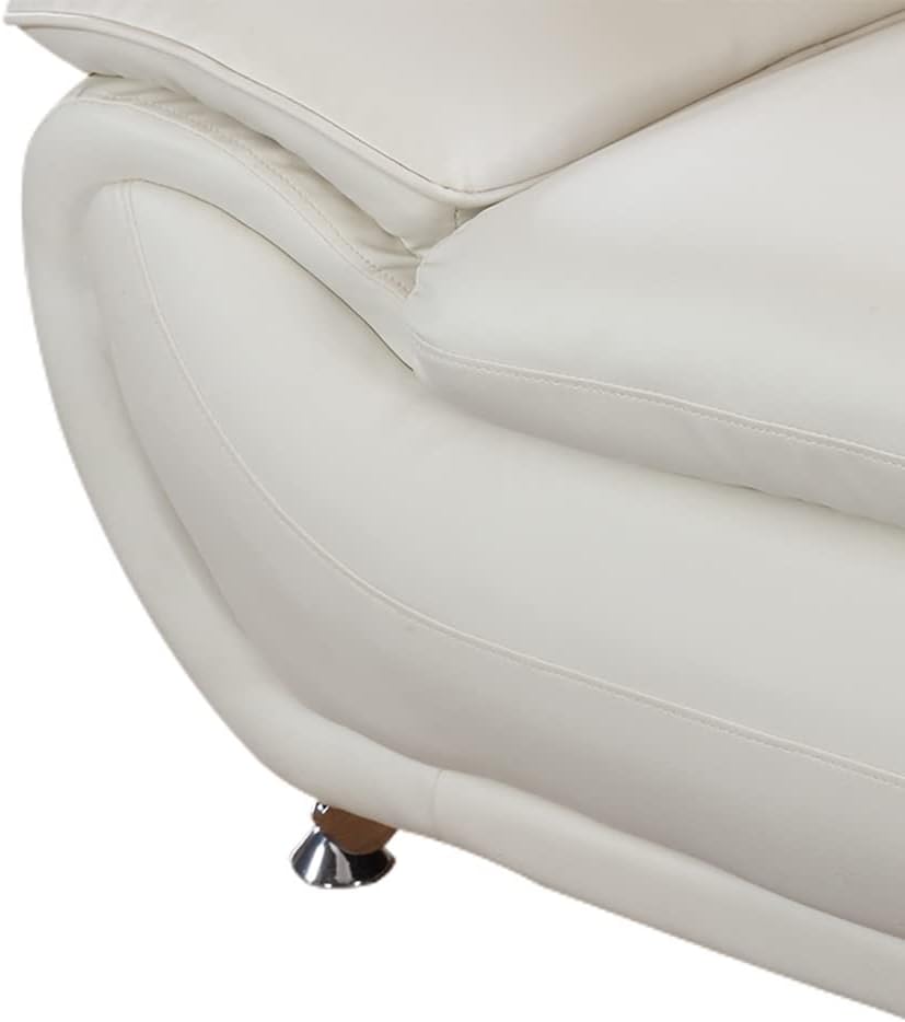 3 Piece Living Room Furniture Set, Leather Sofa Set for Living Room, Modern Couch Set with 3-Seater Sofa, Loveseat and Armchair (Cream White) - Grand Goldman