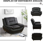 3 Piece Living Room Furniture Set, Leather Sofa Set for Living Room, Modern Couch Set with 3-Seater Sofa, Loveseat and Armchair (Cream White) - Grand Goldman