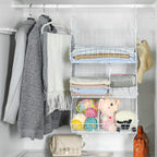 3 Tier Closet Hanging Shelves with Divider, Extra Large Closet Organizers and Storage, Clothes Hanging Organizer Clothing Sweaters Shoes Handbags Clutches Accessories-White - Grand Goldman