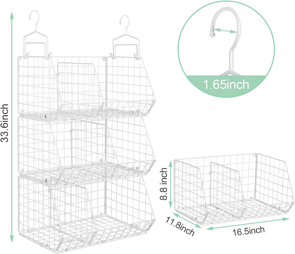 3 Tier Closet Hanging Shelves with Divider, Extra Large Closet Organizers and Storage, Clothes Hanging Organizer Clothing Sweaters Shoes Handbags Clutches Accessories-White - Grand Goldman