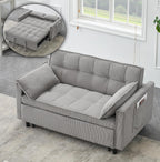 3 in 1 Convertible Sleeper Sofa Bed, Futon Couches for Living Room with Side Pocket | Adjustable Backrest| Velvet Fabric | Pull Out Couch | Loveseat | Sectional Sofa Bed(Black) - Grand Goldman