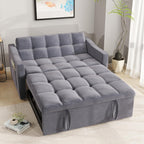 3 in 1 Convertible Sleeper Sofa Bed, Futon Couches for Living Room with Side Pocket | Adjustable Backrest| Velvet Fabric | Pull Out Couch | Loveseat | Sectional Sofa Bed(Black) - Grand Goldman