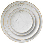 Nordic Minimalist Gold Edge Bone China Dinner Plate White Marble Pattern