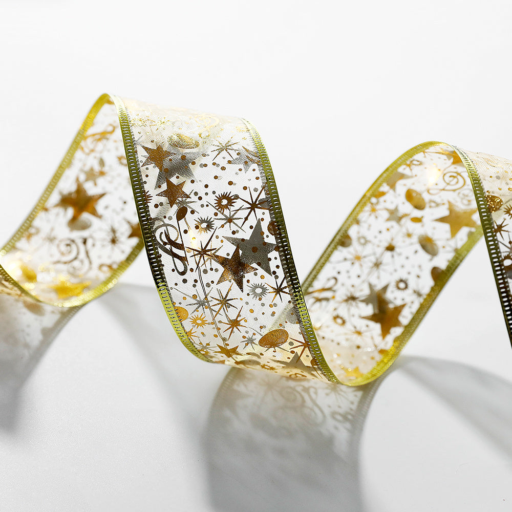 6LED Lights Gilding Double Ribbons Gilding Double Ribbons Christmas Tree Double Ribbons