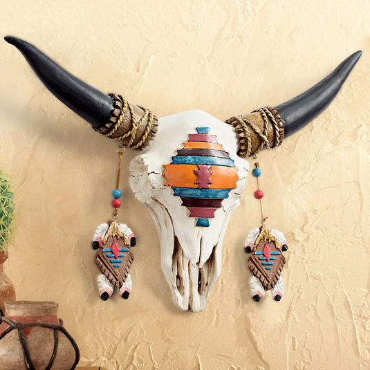 Hippie Decorated Bull Head Niu Tau B&B Pendant Hanging Wall Decoration Living Room
