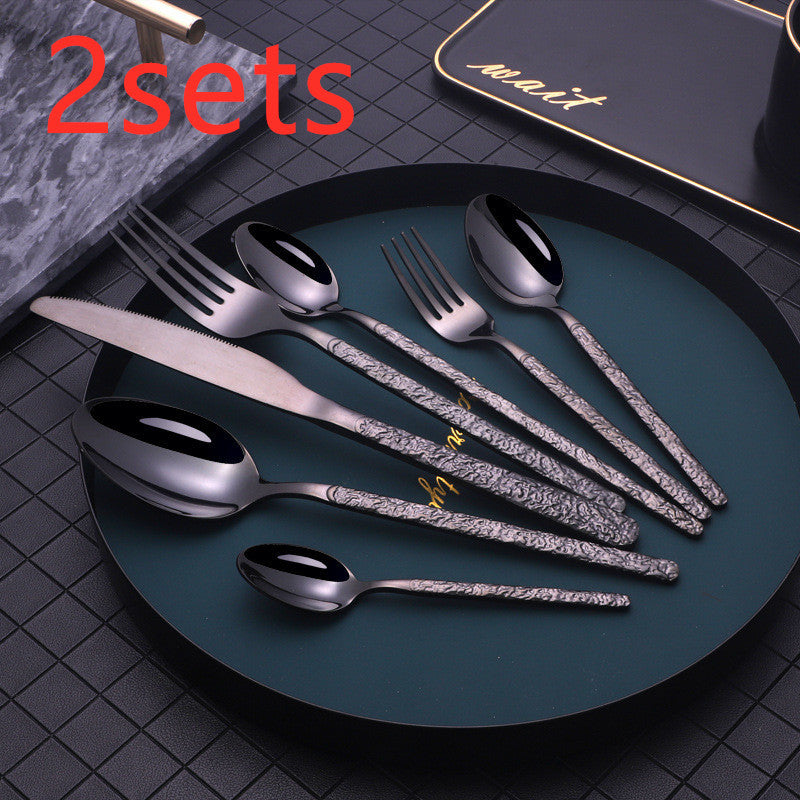 Embossed Textured Handle Steak Cutlery Western Cutlery - Grand Goldman