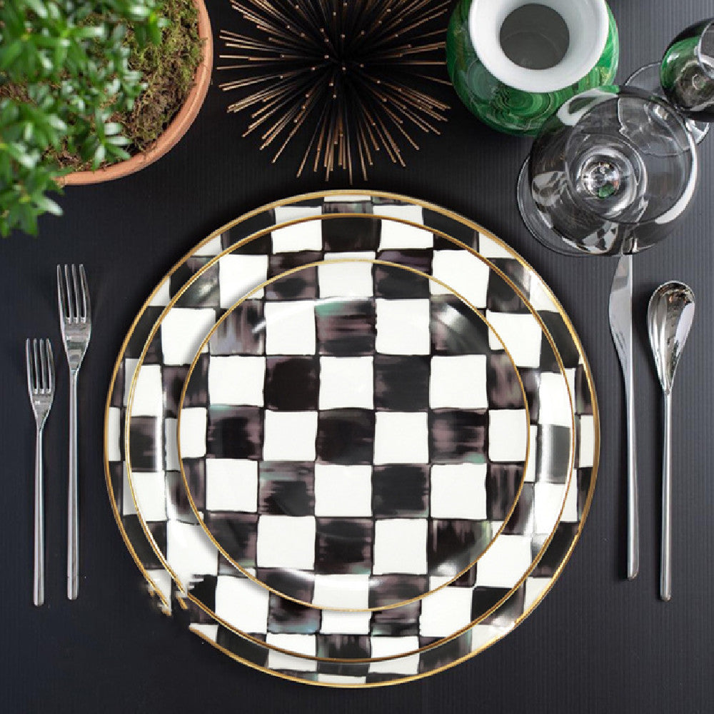 Black And White Bone China Checkerboard Dish Set Modern Art Deco Tableware
