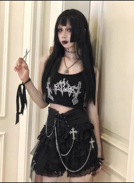 Chain Lace Tie All-match Bust Skirt Pants