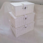 Household Plastic Rattan-like Desktop Storage Basket Storage With Lid