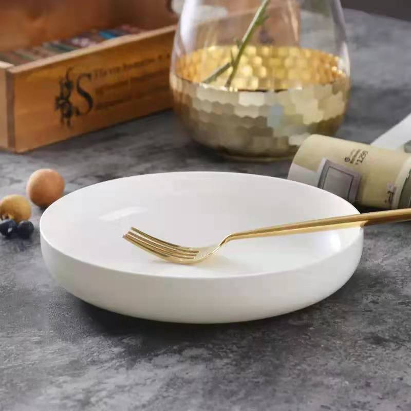 Home Fashion Pure White Bone China Plate Set