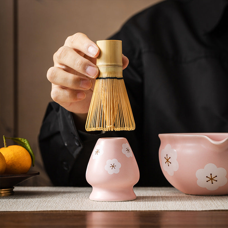 Flower Pattern Tea Whisk Benli Tea Bowl Set