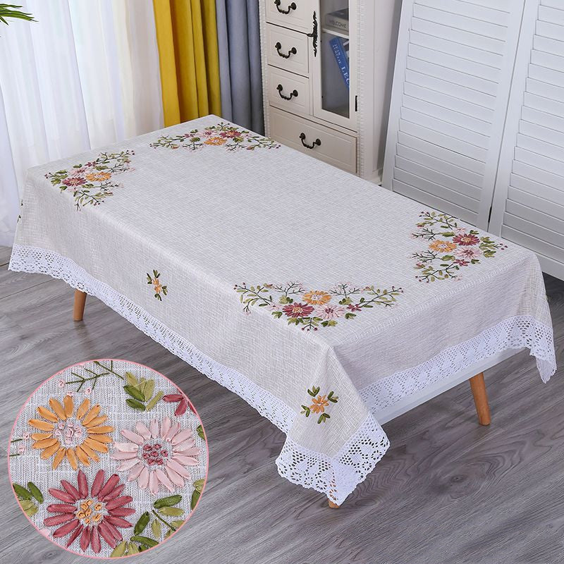 Hand Embroidered Coffee Table Rectangular Household Table Cloth
