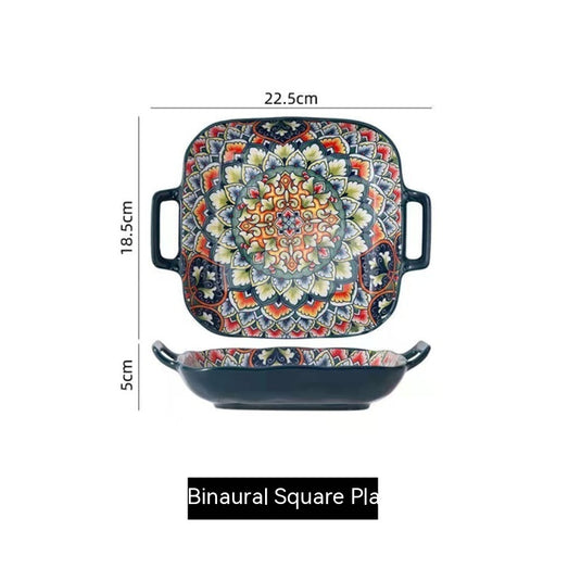 European Bohemian Ceramic Bowl Household Plate
