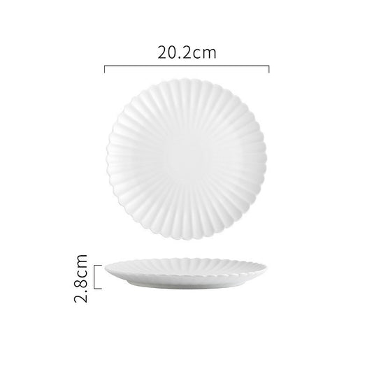 Creative Simple Solid-color Ceramic Plate Fruit Cake Plate Round Beef Steak Western Plate