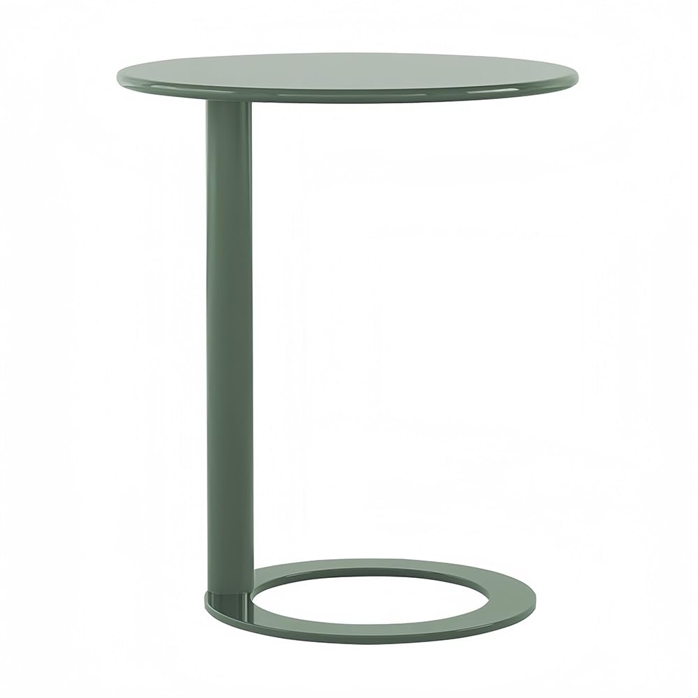 Modern C-Shaped Round Side Table for Living Room, Bedroom, and Office – Metal Coffee, and Bedside Table(Red,18.9 * 18.9 * 27.2in)