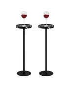 Drink Table, Small Pedestal Side Table, Round Cocktail Table, Circle Accent End Table with Metal Base, for Small Spaces (1, Brown Walnut)