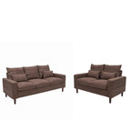 Panana 2 Piece Upholstered 3-Seat Sofa and Loveseat Sofa Set (Grey - Scroll Arm)