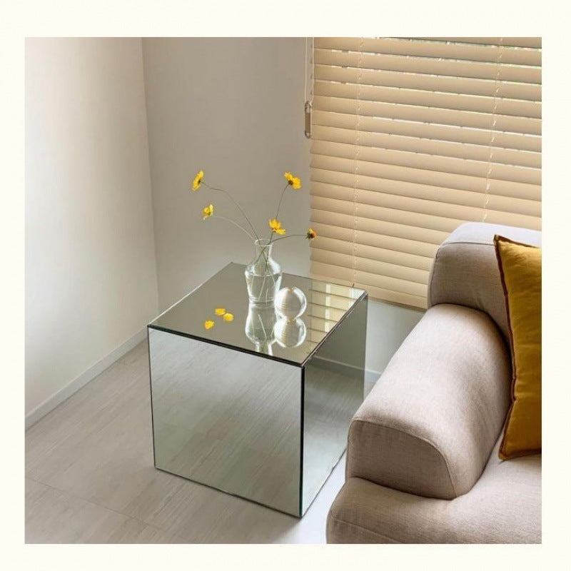 Mirror Acrylic Cube Coffee Table Side Table Simple Bedside Table Decorative Ornaments Shooting Props