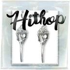 Halloween Jewelry Silver Crow Skull Earrings Charm Dangle Earrings Raven Earrings Bird Skull Jewelry Gothic Gift Set Punk Design