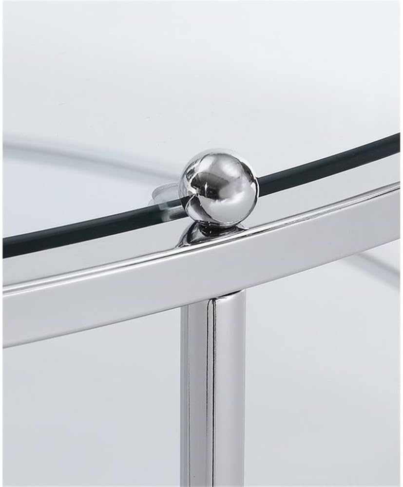 Convenience Concepts Royal Crest 2 Tier Round Glass Coffee Table, Clear Glass / Chrome Frame