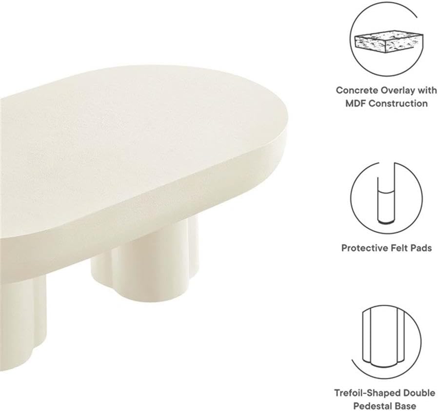 Modway EEI-6763-WHI Caspian Oval Concrete Coffee Table, White