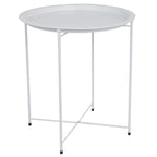 Home Basics , Matte Grey Foldable Round Multi-Purpose Metal Side Accent, Coffee, End Table for Bedroom, Living Room