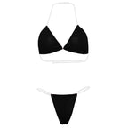 EASYLONGJEE Micro Bikini, Clear Straps, Thong Bikini Set, Sexy Cheeky Brazilian Swimsuit for Women Bathing Suit Black Onesize 2-8