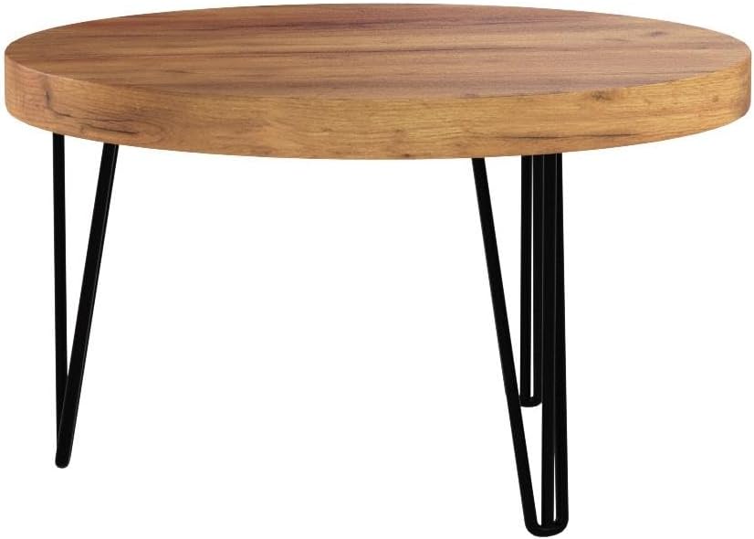 WELLAND Reclaimed Old Elm Coffee Table 27.5"x27.5"x16" H Accent Vintage Coffee Table Rustic Round Table for Living Room Patio Bedroom Home Office