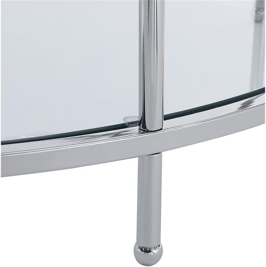 Convenience Concepts Royal Crest 2 Tier Round Glass Coffee Table, Clear Glass / Chrome Frame