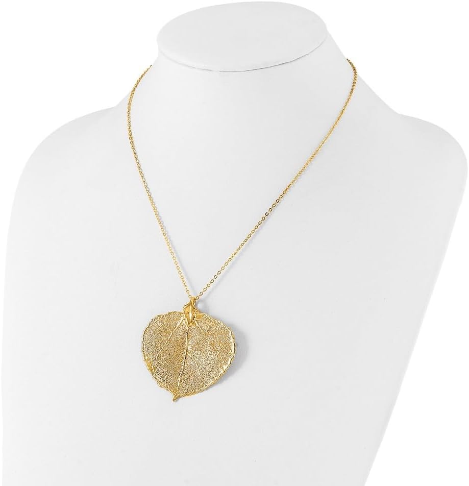 24K Gold Dipped Aspen Leaf Gold-tone Necklace 20"