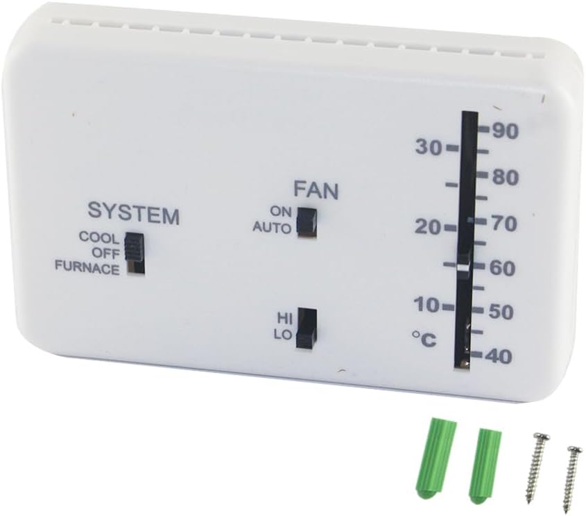 RV Thermostat, RV Analog Thermostat Replacement for Dometic 3106995.032 (Cool Only/Furnace) Controls The Heating and Cooling Systems in a Recreational (White)