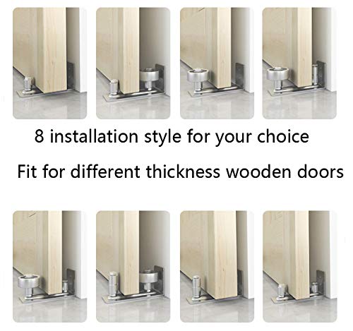 Quincaillerie de porte coulissante JUBEST Guide de sol pour porte de grange en acier inoxydable Rouleau de maintien encastré Montage mural 8 en 1 Guide de sol rouleau inférieur réglable