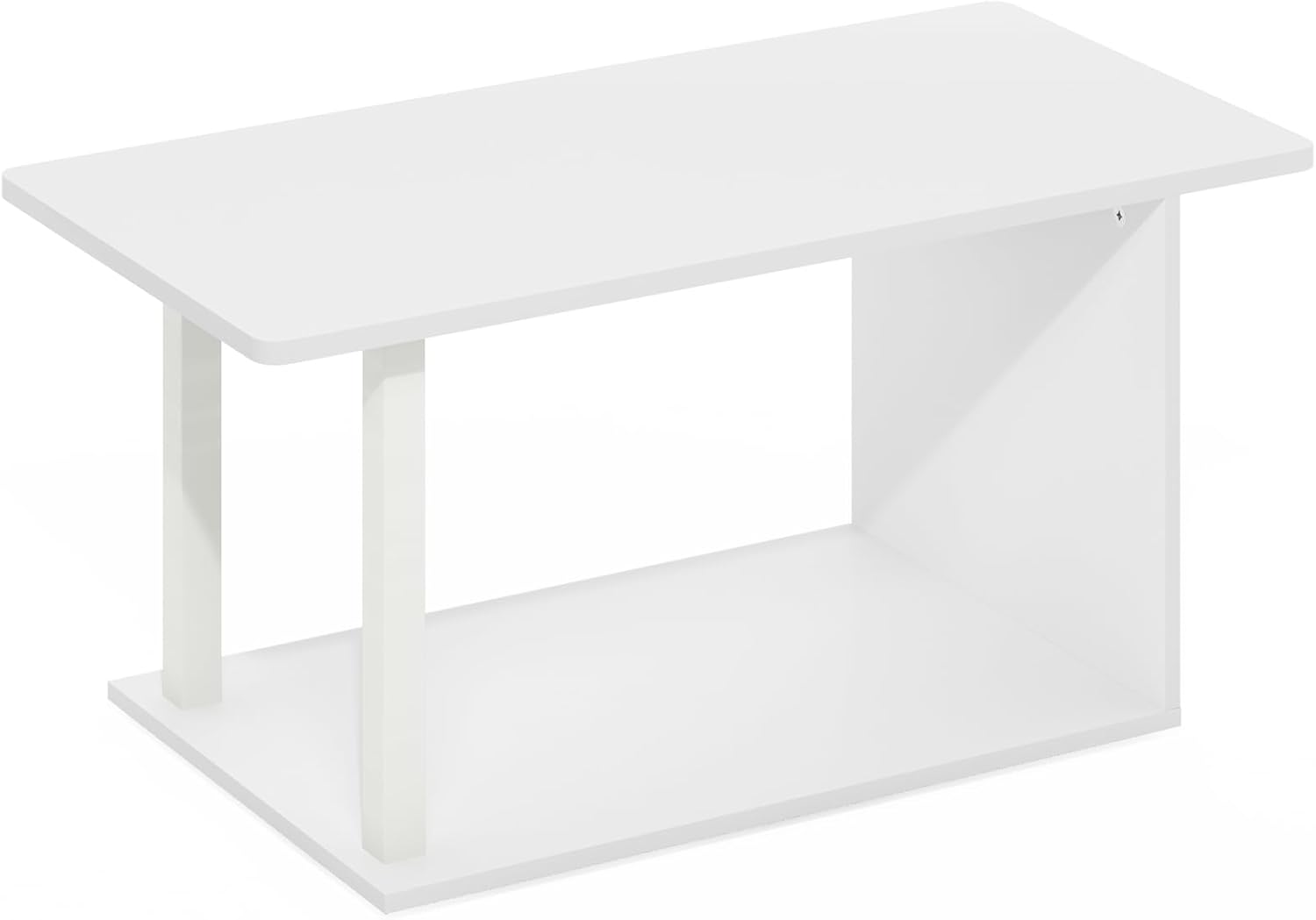 Furinno Basic Coffee Table, 2-Tier Modern Coffee Table with Open Shelf, Easy Assembly Side Table, for Living Room, Bedroom, Home Office, White